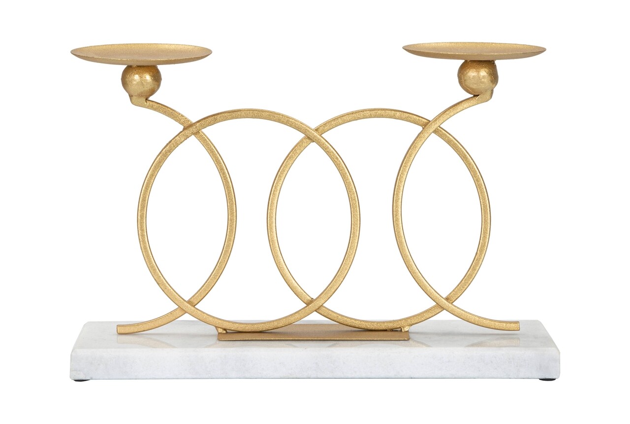 Suport pentru lumanari Infinity, Mauro Ferretti, 30x9x20 cm, fier/marmura, auriu - imagine 7